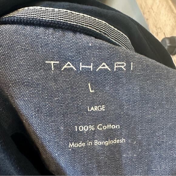 Tahari Interlock Cotton Polo Shirt Navy Size Large 3 Button NWT - Picture 7 of 9